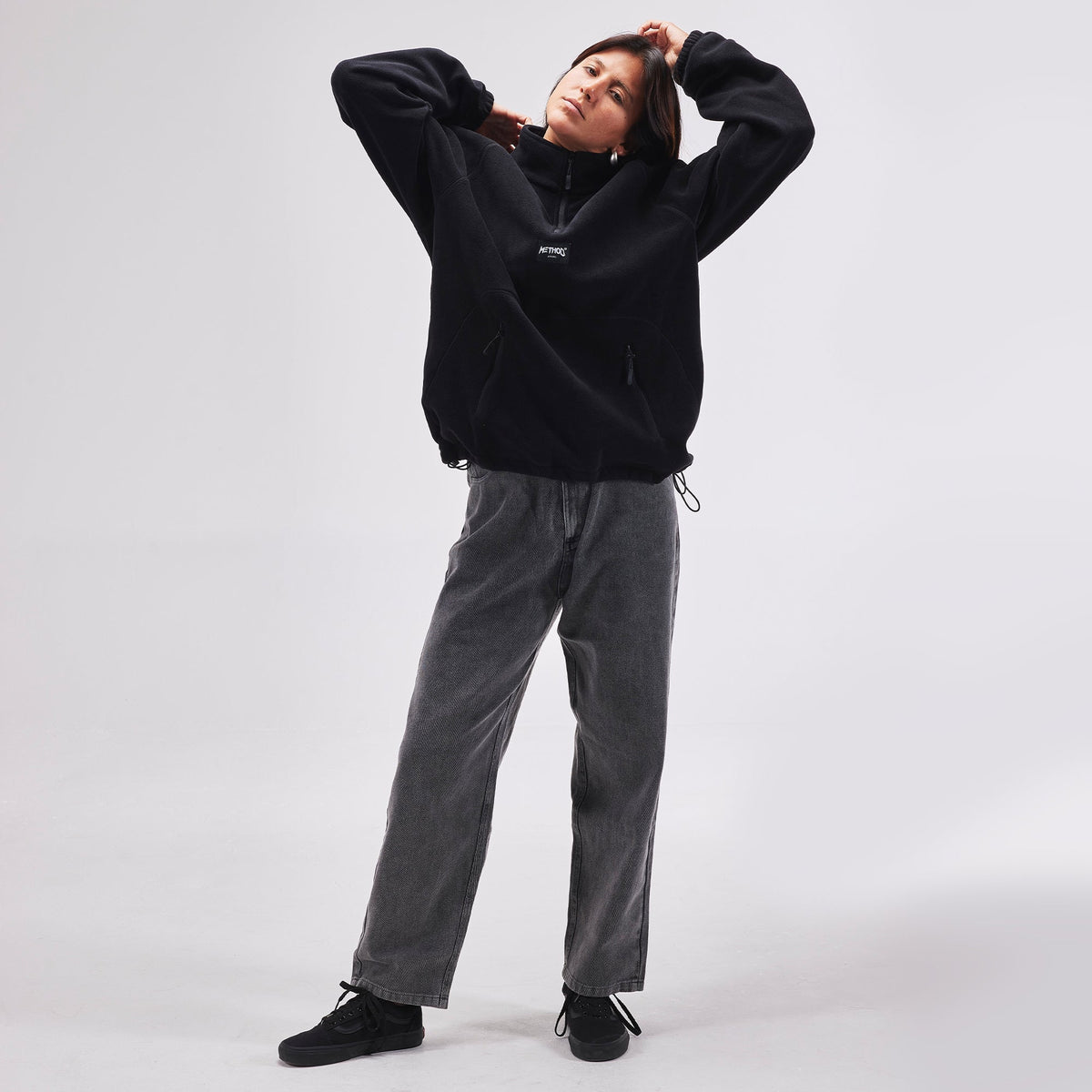 Method - Label 1/4 Zip Fleece — Black