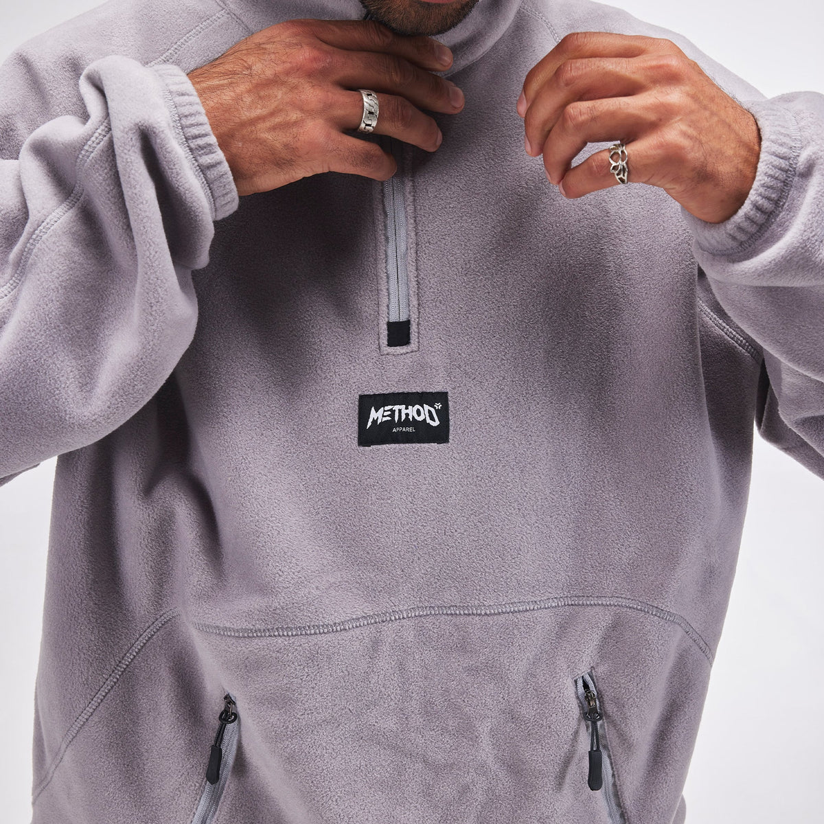 Method - Label 1/4 Zip Fleece — Grey