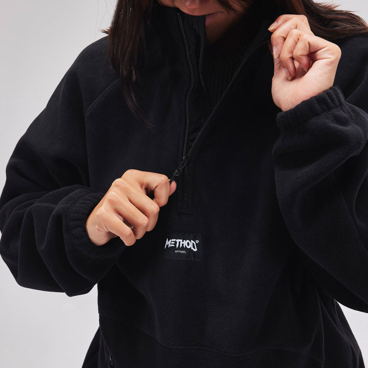 Method - Label 1/4 Zip Fleece — Black