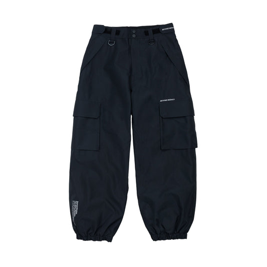 Black cargo pants on a light gray background