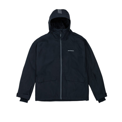 Black jacket with a hood on a light gray background