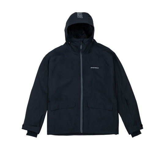 Black jacket with a hood on a light gray background