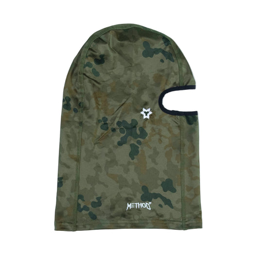 Camouflage balaclava with a star design and 'Methon' branding on a white background