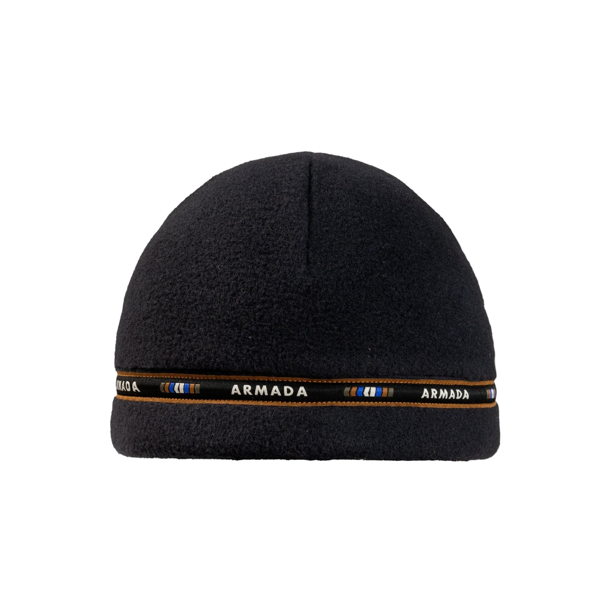 Black beanie with Armada logo on a white background